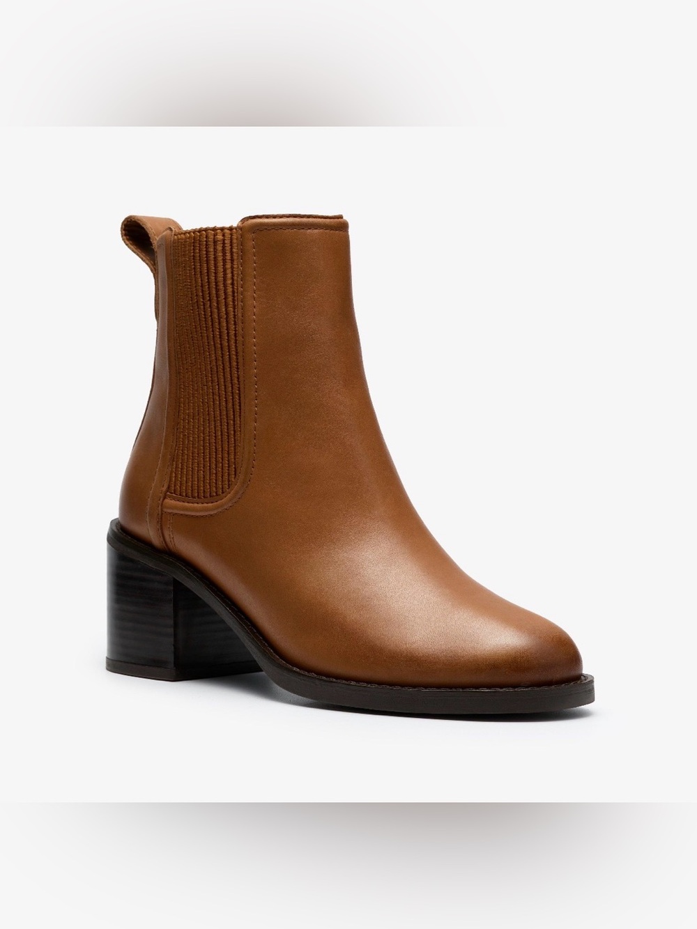 NEW Clarks CHAMBERLY TOP COGNAC Genuine Leather Chelsea Ankle Boots SZ 8.5